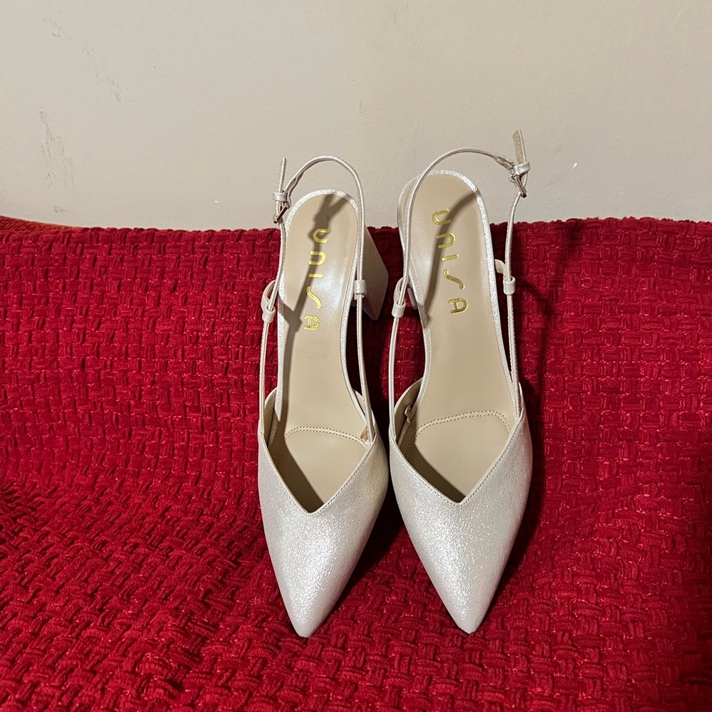 White Slingback Heels